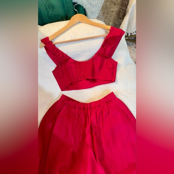 Reformation Teya Linen Two Piece In Cherry, size 2, brand new, never worn. - Picture 11 of 14